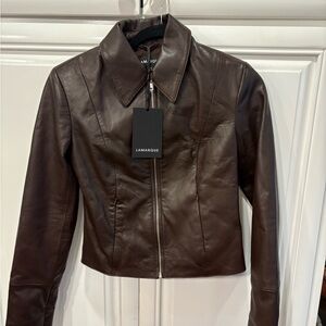 LAMARQUE Women's Dark Brown Leather Jacket